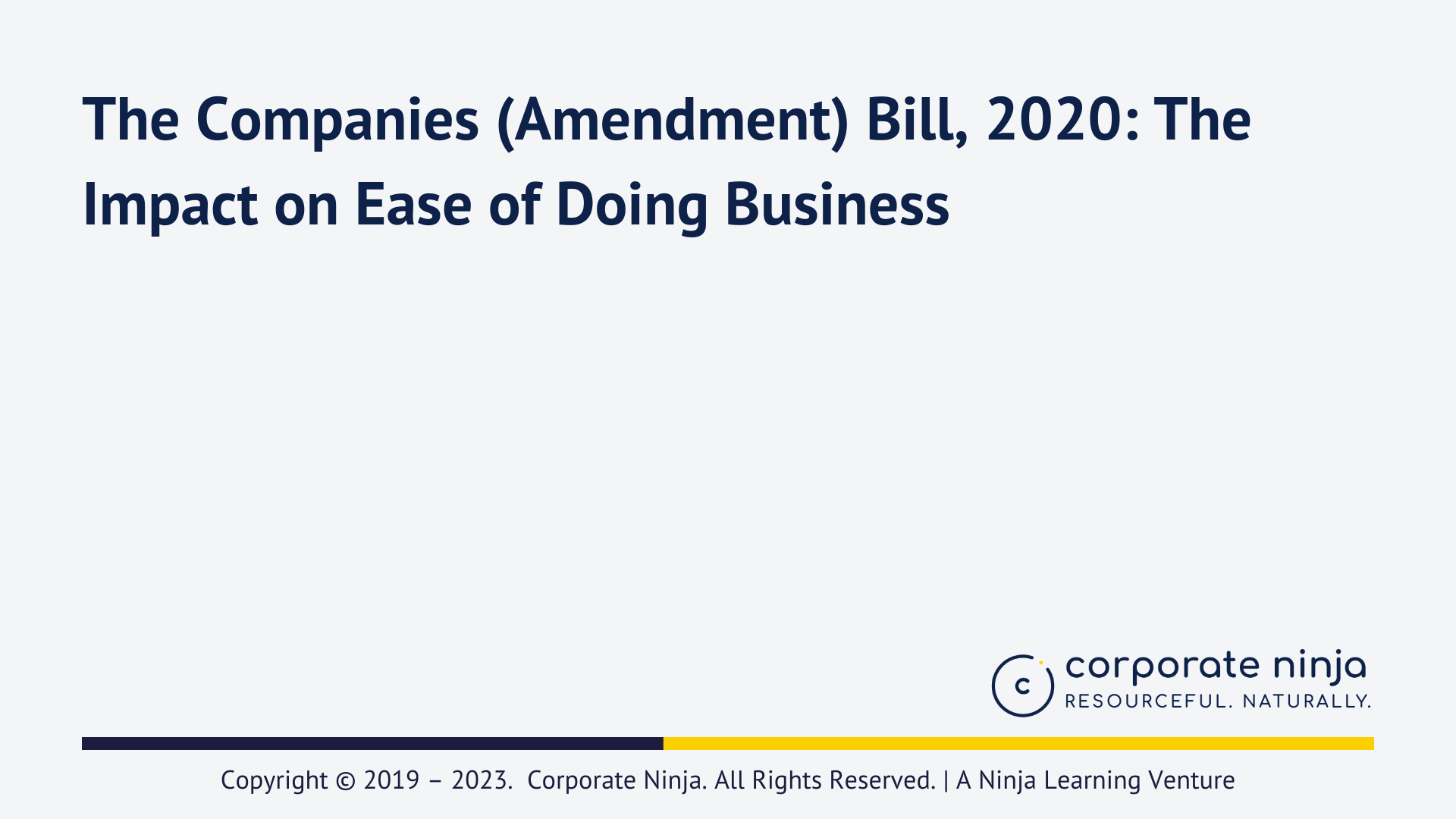 The Companies (Amendment) Bill, 2020 Ninja